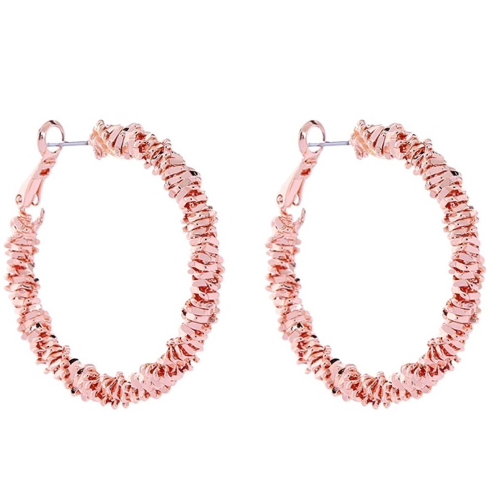 Rose Goldtone Twisted Hoop Earrings